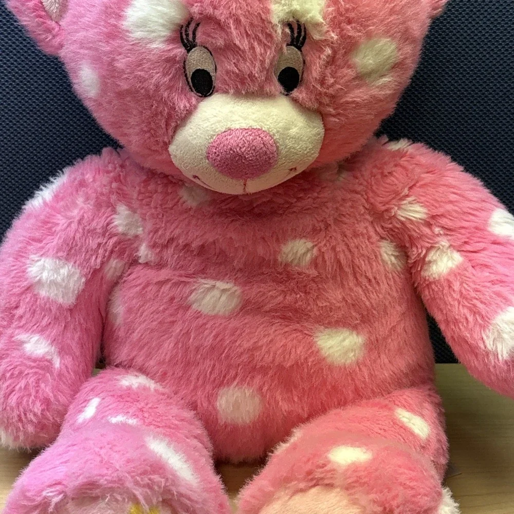 Build A Bear Pink Polka Dot Disney Minnie Mouse W/Bow Plush Stuffed Animal